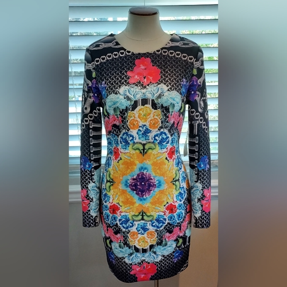 Nicole Miller Artelier Multi Color/Print Stretch Mini Dress NWT